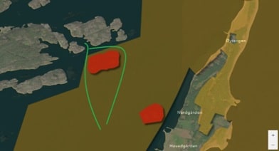 Kart med markert sjøfuglreservat