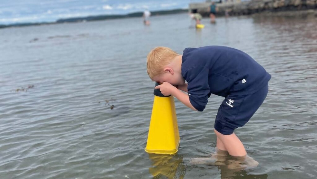 Barn på strand